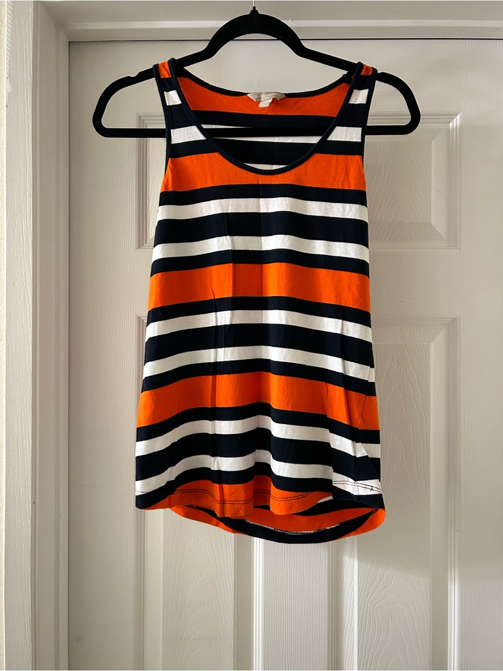 Banana Republic Orange Navy Blue White Striped Tank Top